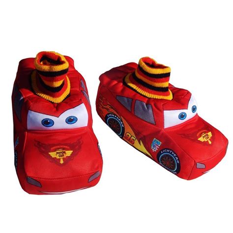disney pixar lightning mcqueen character sock top kids toddler boys slipper