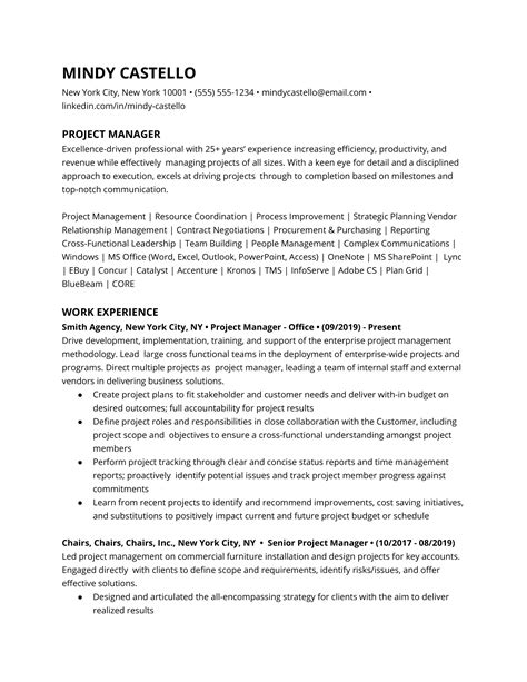 resume template  project section