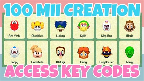 super mario mii character creation access key codes