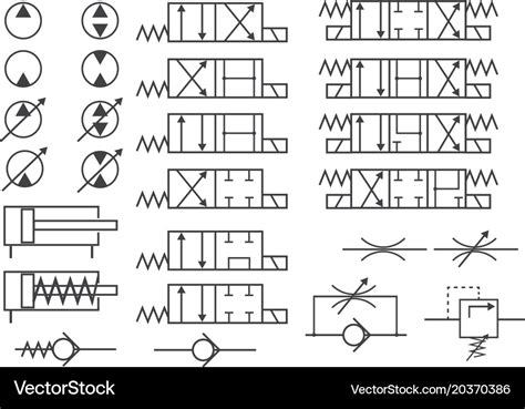 set  hydraulic symbols royalty  vector image
