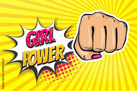 woman fist girl power strong vector illustration cartoon pop art