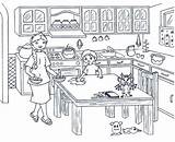 Clipart Coloring Pages Table Kitchen Wipe Colouring Kids Wiping Color Print Clipground Cooking Onlycoloringpages sketch template