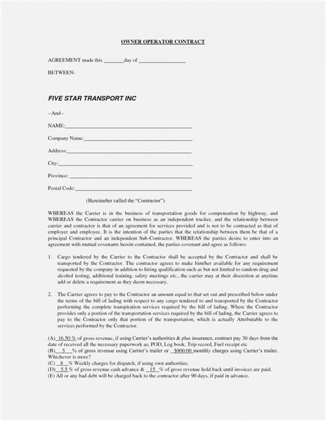 browse  image  owner operator driver agreement lease agreement