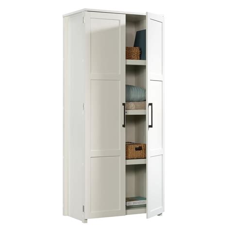 sauder homeplus  tall  shelf wood storage cabinet white finish