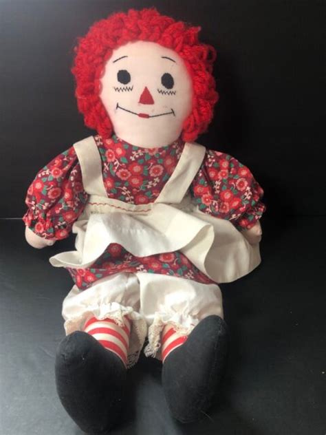 vtg raggedy anne doll 18” annabelle sewn eyes nose floral hand made ebay