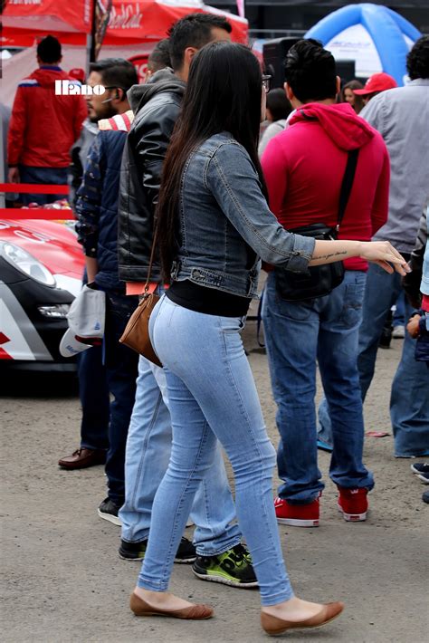 brunette with big ass and round in very tight jeans