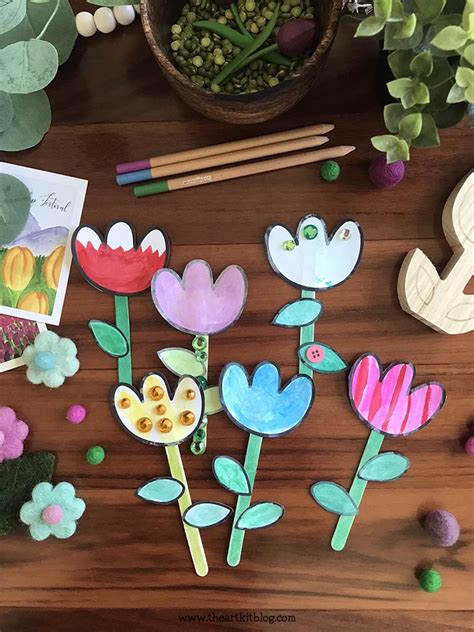 tulip flower paper craft   printable template  art kit