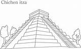 Itza Chichen Coloring Pages Kids Printable Drawing Maya Pyramid Temple Wonders Sheet Sun Seven Template Mexico Colouring Visit Cultural Color sketch template