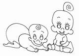Twins Coloring Pages Twin Babies Template sketch template