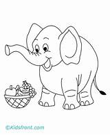 Elephant Coloring Pages Kids Hungry Printable Going Looks Colored Baby Fruits Basket Eat sketch template