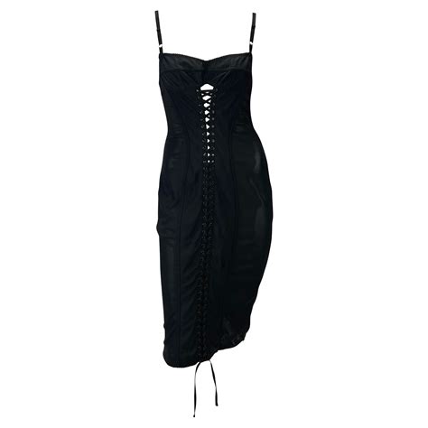 vintage 1990 s dolce and gabbana black nylon bodycon pin up long wiggle