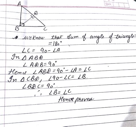 in a triangle abc right angled at b bd is drawn perpendicular to ac