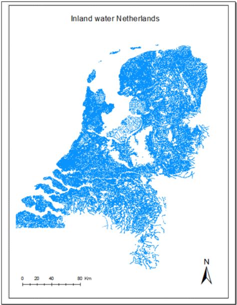 map   netherlands showing   inland waters  map netherlands water