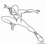 Spider Coloring Pages Verse Man Into Gwen Printable Print Spiderman Ghost Superhero sketch template