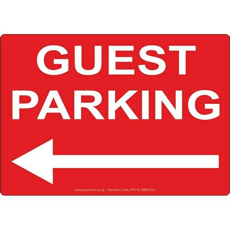 guest parking left arrow sign jps