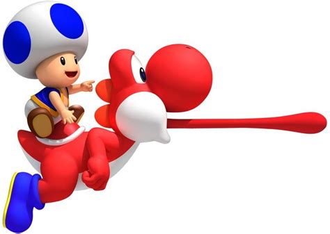 New Super Mario Brothers Wii Blue Toad On Red Yoshi Super Mario