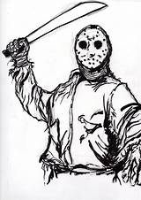 Jason Voorhees Clipart Coloring Drawing Sketch Pages Part Getdrawings Print Ditch Scrawls Ink Clipground Search sketch template