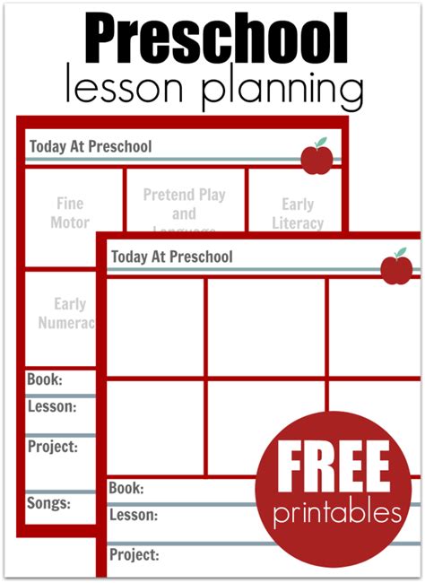 preschool lesson planning template  printables  time