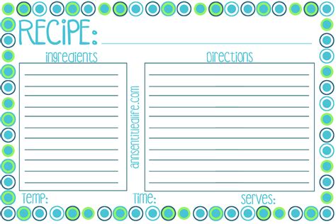 printable recipe card meal planner  kitchen labels