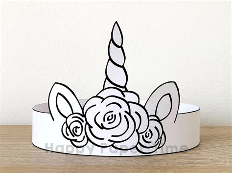 unicorn paper crown party coloring printable kids craft etsy uk