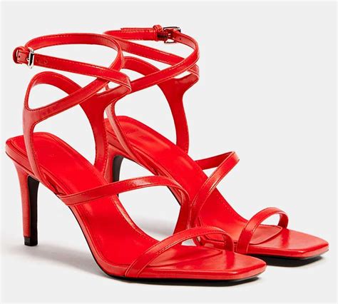 bershka  spring summer shoes   prices red strappy heels square toe heels heel caps