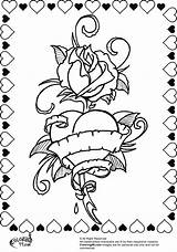 Coloring Pages Roses Hearts Heart Wings Valentine Rose Ribbon Viewing sketch template