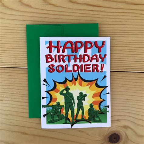 happy birthday soldier army man birthday card  boy  etsy