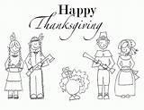Thanksgiving Coloring Pages Printable Kids Pilgrim Preschool Indian Color Printables Family Native Mayflower American Children Happy Print Sheets Turkey Printing sketch template