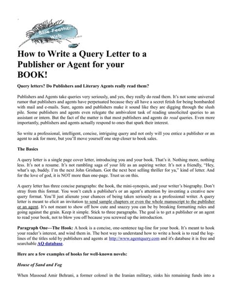write  query letter   publisher  agent   book