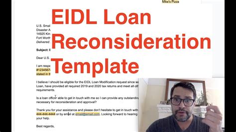 eidl loan reconsideration template   contact  sba