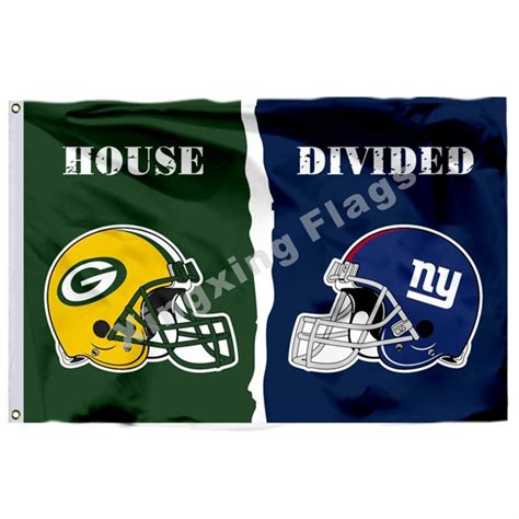 Green Bay Packers New York Giants Helmet House Divided Flag 3ft X 5ft