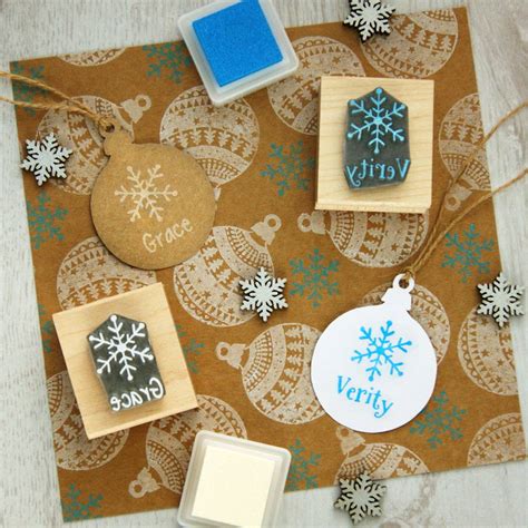personalised childs christmas snowflake rubber stamp  skull
