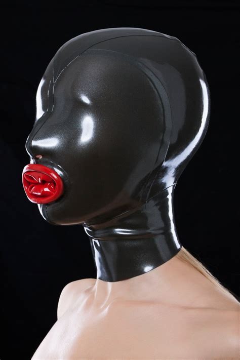 latex mask with red condom and cut outs for nostrils etsy