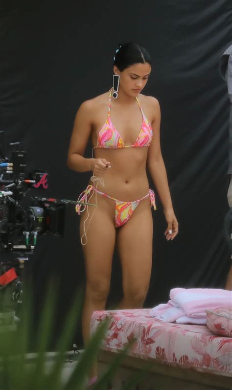 camila mendes wears a bikini strangers filming set in miami beach