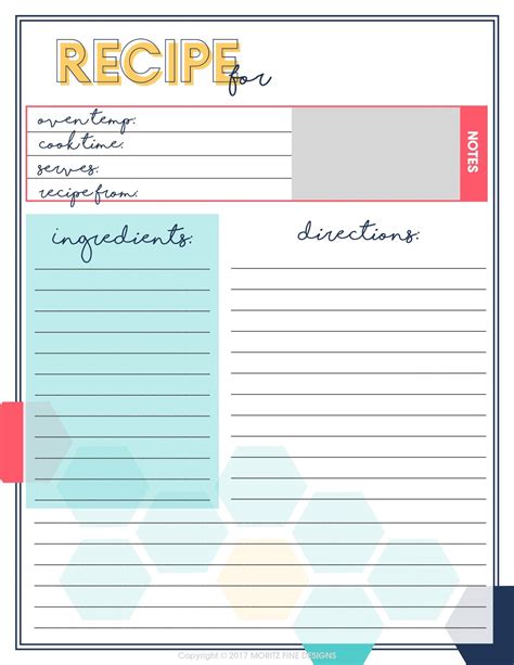 recipe book template pages