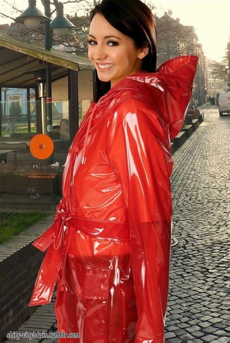 Red Pvc Red Raincoat Pvc Raincoat Rainwear Fashion