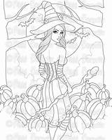 Coloring Pages Witch Printable Adults Grayscale Getcolorings Stamp Digital sketch template
