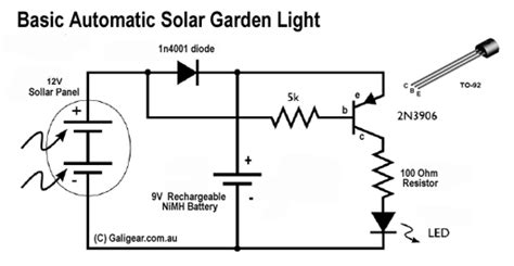 solar light diagram simplest automatic led solar light circuit solar garden light
