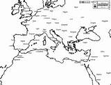 Mediterranean Maps Sea Blank Cities Main Coasts Boundaries Outline Names Wide sketch template