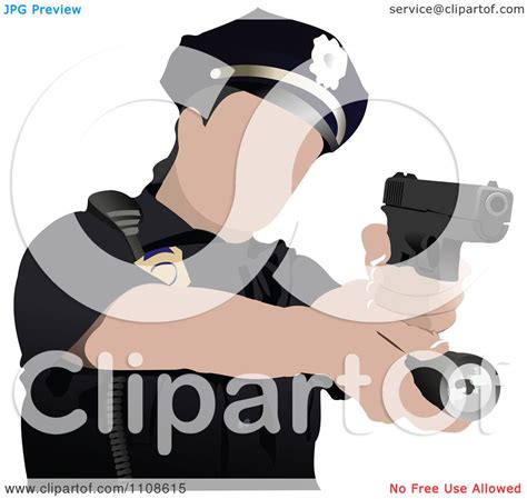 clipart police woman shooting royalty free vector