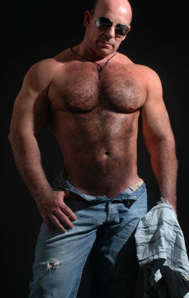 big muscle daddy huge furry chest bald aviators dominating alpha male masculine men