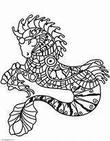 Zentangle Hippocampus Caballito Cavalos Maravilhosa Mandalas Colorironline Drukuj Onlinecoloringpages sketch template