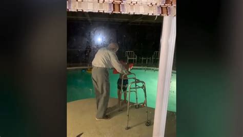Moment 90 Year Old Man Pushes Great Grandson Into A Swimming Pool As A