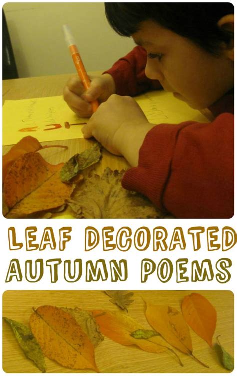 leaf decorated autumn poem preschool activities fall crafts  kids