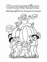Cooperation Coloring Pages Kids Template sketch template
