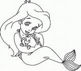 Coloring Baby Ariel Princess Fish Pet sketch template