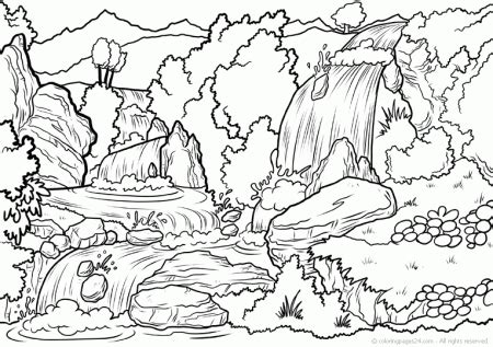 waterfall coloring pages books    printable coloring