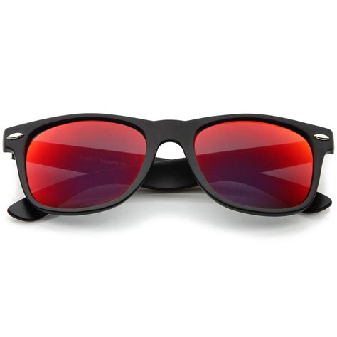 matte finish color mirror lens large square horn rimmed sunglasses 55mm