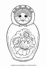 Matryoshka Doll Coloring Colouring Dolls Russian Pages Nesting Printable Russia Color Kids Crafts Colour Kokeshi Babushka Drawing Activityvillage Adults Toys sketch template