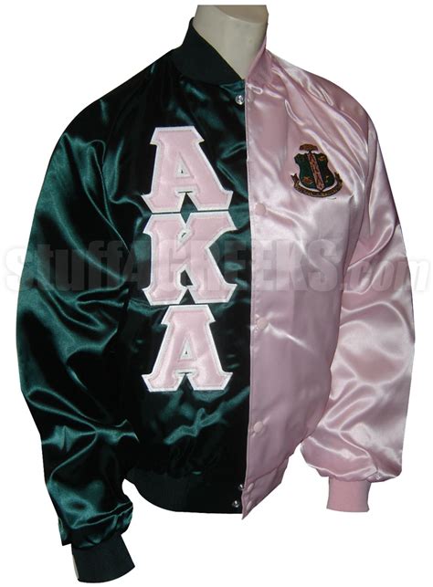 Half Forest Half Pink Alpha Kappa Alpha Satin Baseball Jacket